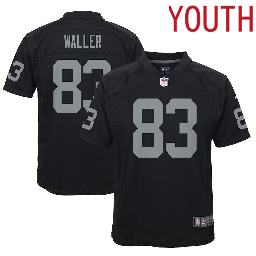 Youth Las Vegas Raiders #83 Darren Waller Nike Black Game NFL Jersey->youth nfl jersey->Youth Jersey